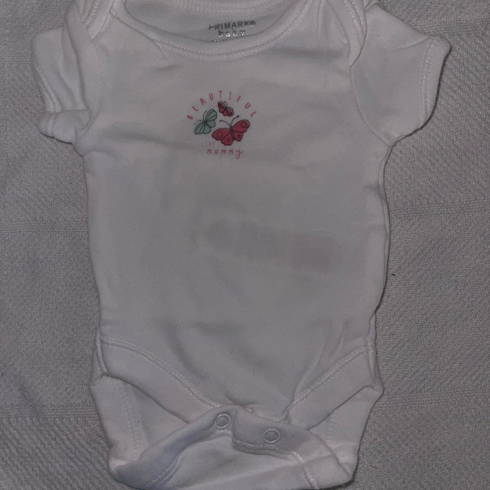Primark White Baby Onesie with Butterfly Print